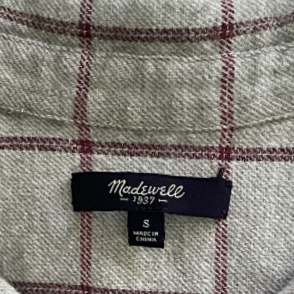 MADEWELL Slim Boyshirt in Slater Plaid Wool Blend Plaid Size S - Picture 4 of 7